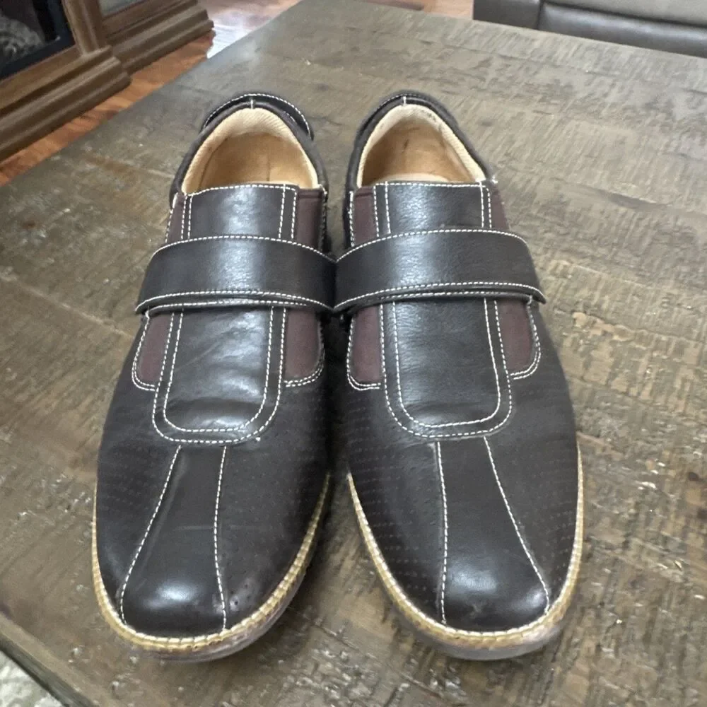 Cole Hann Leather Loafers Shoes Brown Perforated Strap Size 10.5 Grand OS